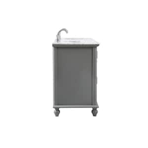 Timeless Home 60 in. W Double Bath Vanity in Grey with Marble Vanity Top in Carrara with White Basin