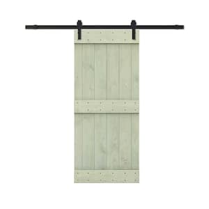 32 in. x 84 in. Sage Green Stained DIY Wood Interior Sliding Barn Door with Hardware Kit