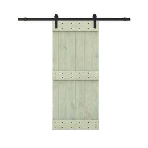 34 in. x 84 in. Sage Green Stained DIY Wood Interior Sliding Barn Door with Hardware Kit