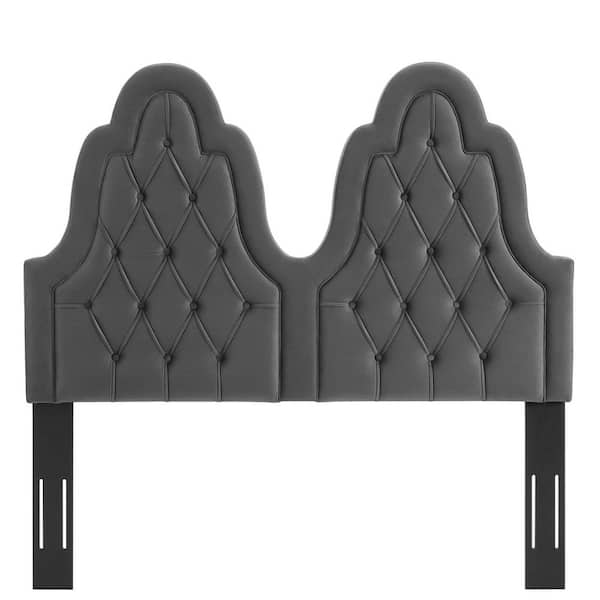MODWAY Augustine Charcoal Tufted Performance Velvet Full/Queen Headboard