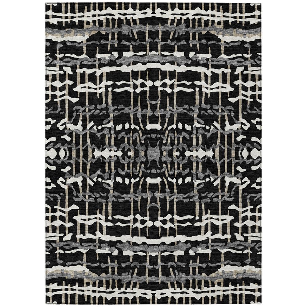 Chantille Machine Washable Indoor/Outdoor Abstract ACN2982 Black 5 ft. x 7 ft. 6 in. Area Rug price history on PriceWatchPro