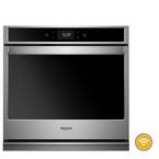 27 in. Smart Single Electric Wall Oven with True Convection Cooking in Black on Stainless Steel