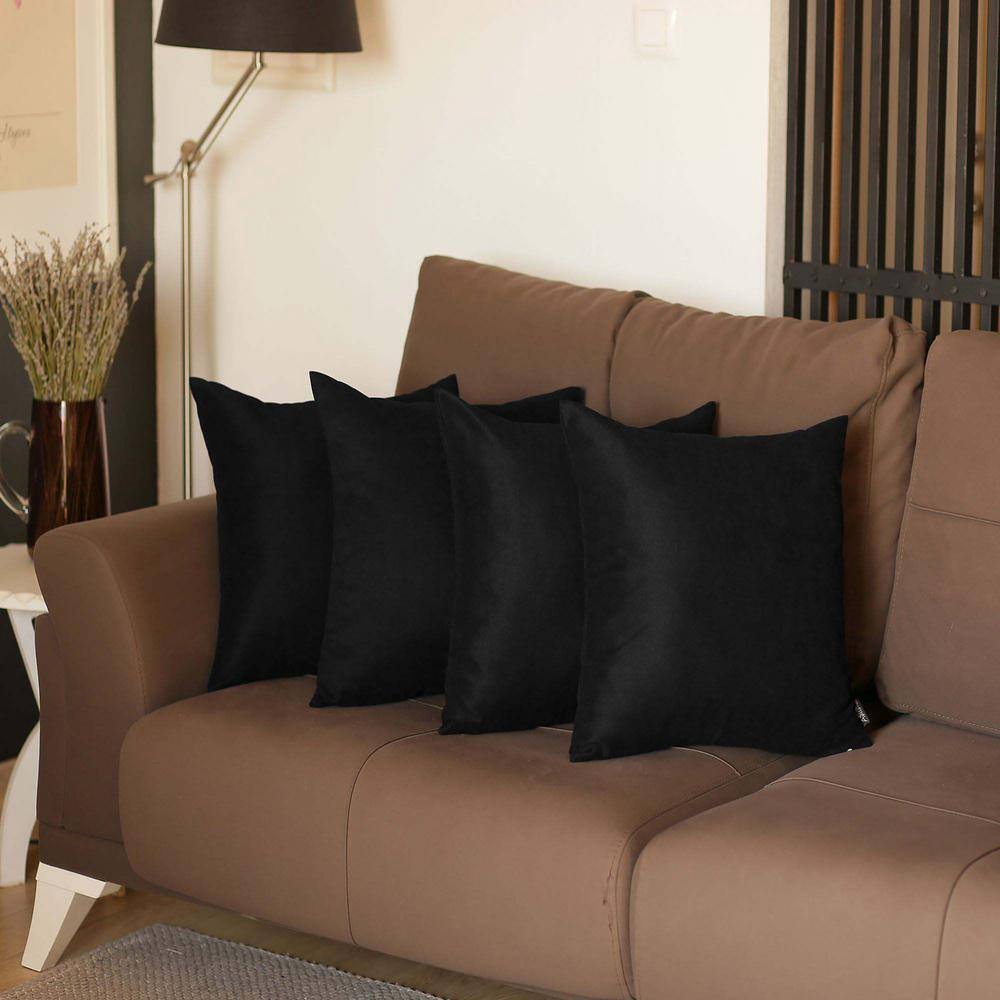 Black Polyester 22" x 22" Square Pillow Covers Set of 4
