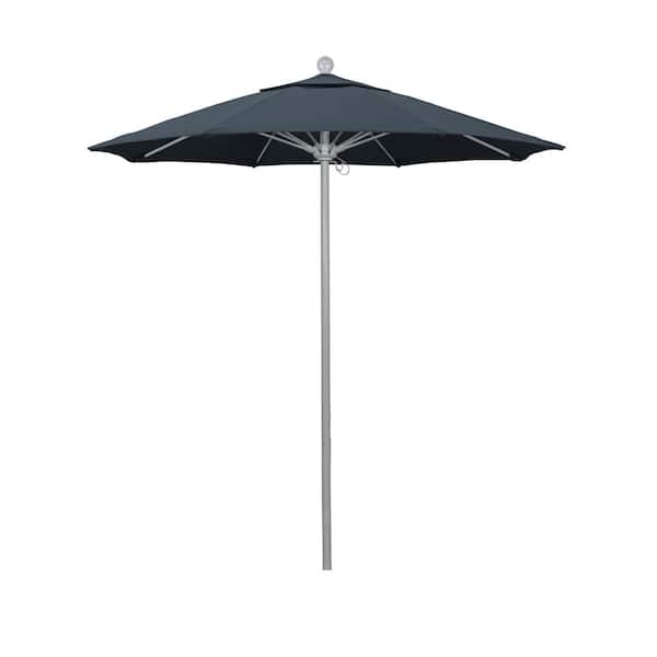 California Umbrella 7.5 ft. Gray Woodgrain Aluminum Commercial Market Patio Umbrella Fiberglass Ribs and Push Lift in Sapphire Pacifica