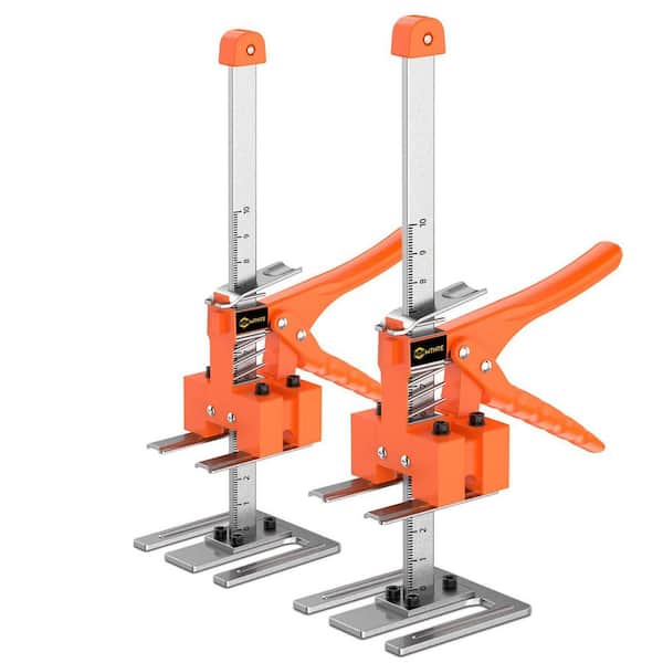 15 in. Lever Arm Lifter Drywall Panel Hoist for Wall Tile Locator, Lifting Device, Door Panel, Cabinet, Orange (2-Pack)