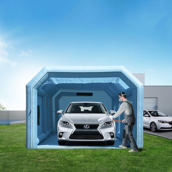 Inflatable Paint Booth, 23 x 13.1 x 9 ft., 750W+480W Powerful Blowers and Air Filter System, Portable for Small Truck