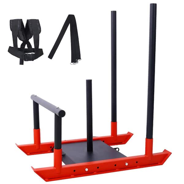 36.2 in. Red Weight Sled Training Sled Heavy-Duty Weight Training Equipment for Muscle Building and Explosive Power