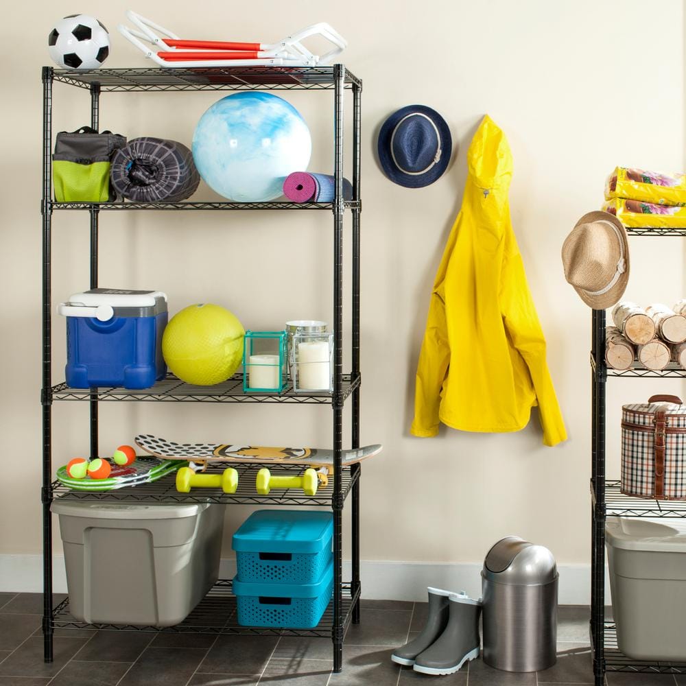 Alpha Black Adjustable 5-Tier Wire Shelving Rack