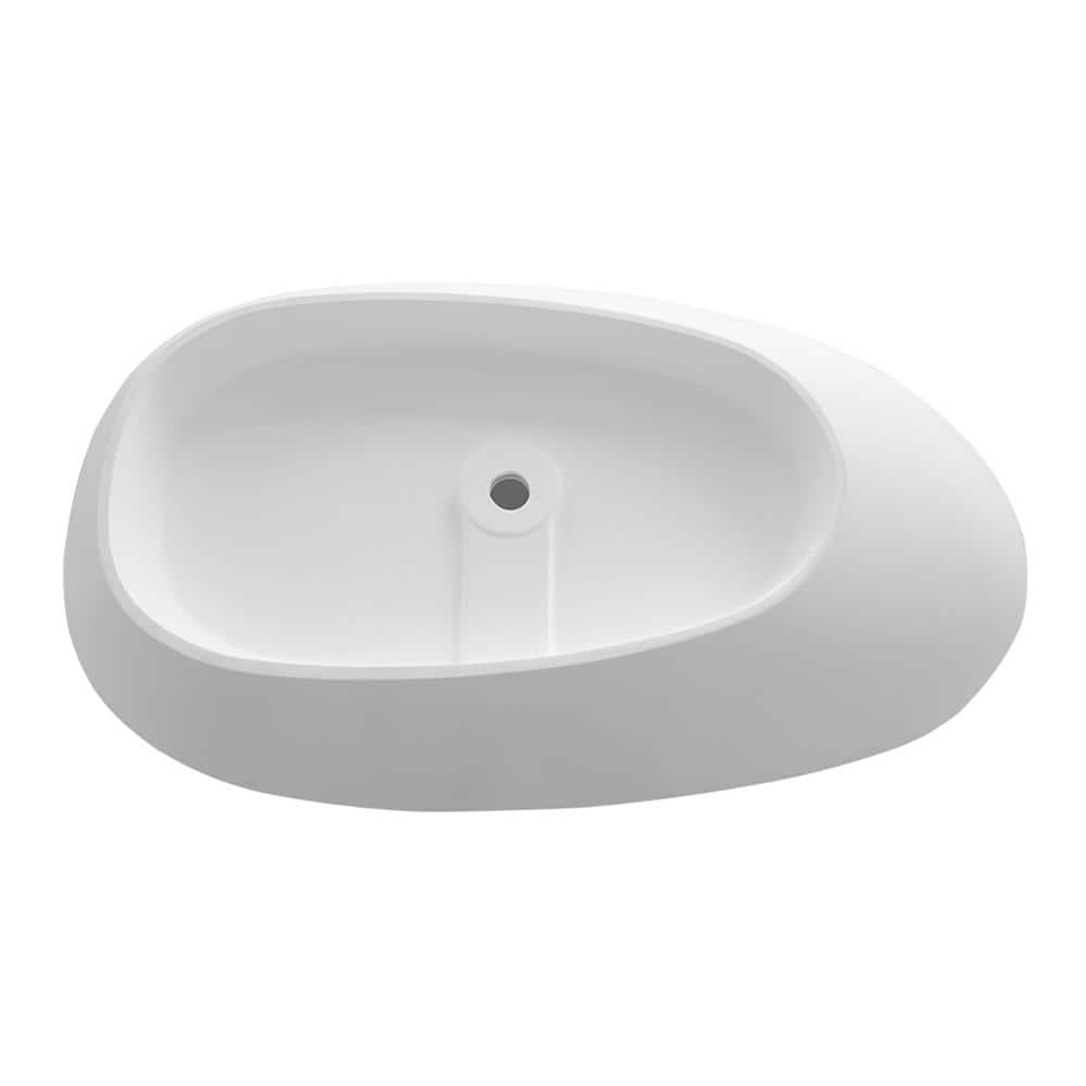 71'' White Acrylic Oval Freestanding Soaking Bathtub