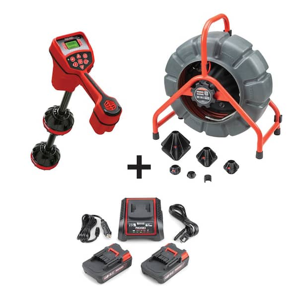 SeeSnake Mini Pro Sewer Camera Reel, NaviTrack Scout Underground Locator, and 2-Pack 18V Battery Plus Charger Bundle
