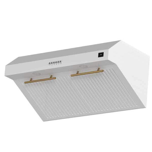 White Stainless Steel 30" Under Cabinet Range Hood with LED Lights