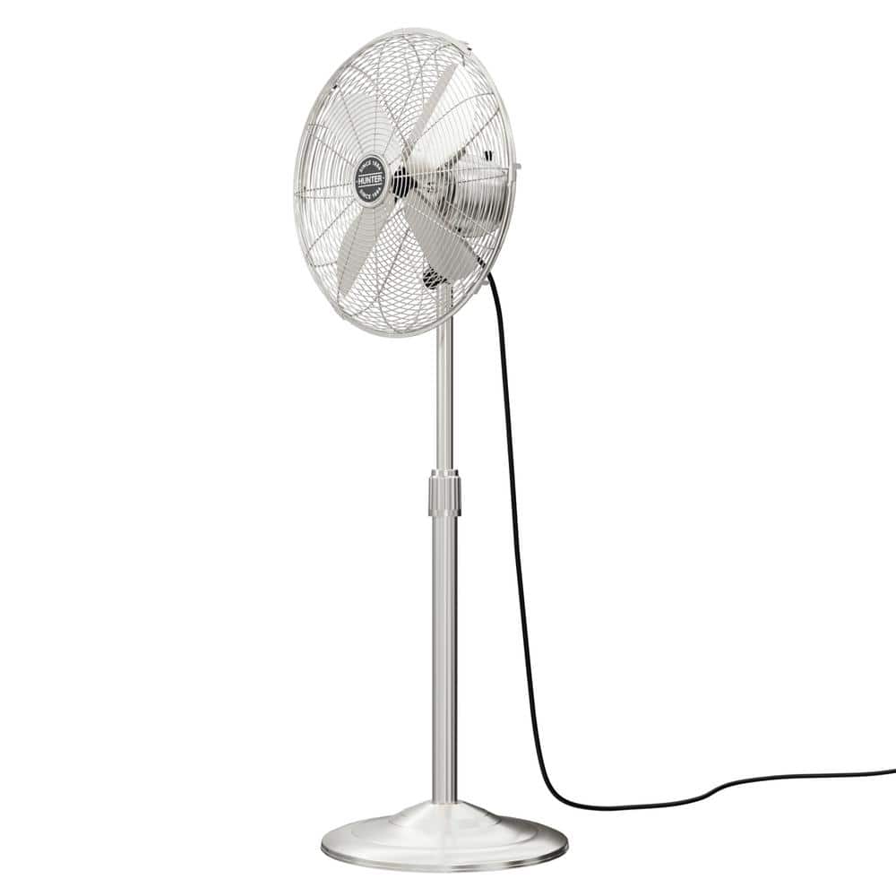 Hunter 48" Brushed Nickel Metal Oscillating Pedestal Fan