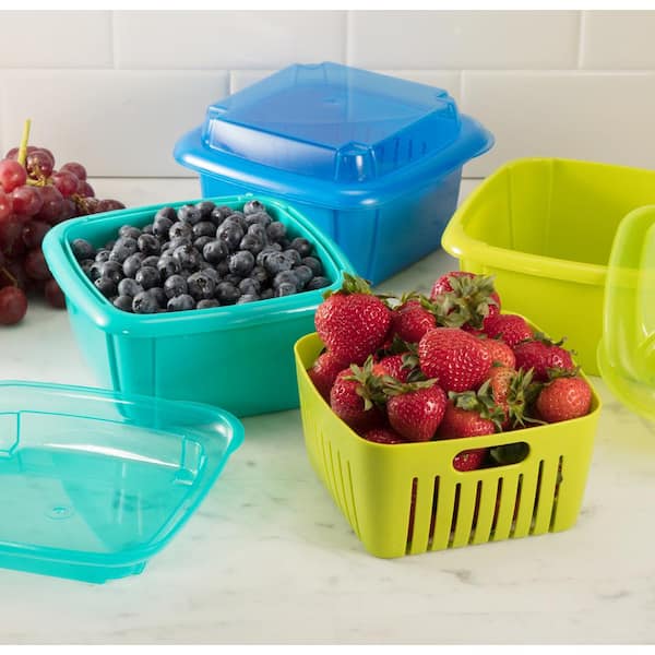 Loobuu 3 Pack 50oz Berry Keeper Container, Fruit Produce Saver Food Storage  Containers with Removable Drain Colanders, Vegetable Fresh Keeper Set 