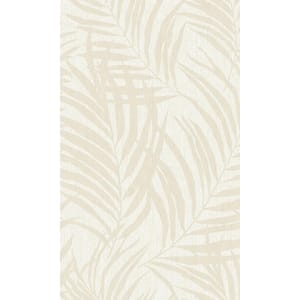 Beige Minimalist Grass Leaves 57 sq. ft. Non-Woven Textured Non-pasted Double Roll Wallpaper