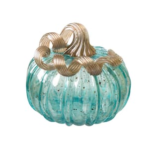 5.12 in. H Pumpkin Small Glass in Blue