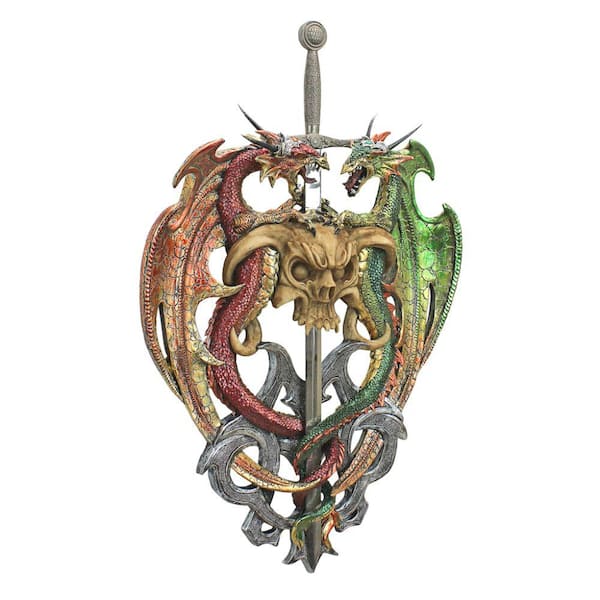 Design Toscano 17.5 in. x 11.5 in. Hell-Bent Dragon Protectors of the Sword  Wall Sculpture QS292754 - The Home Depot