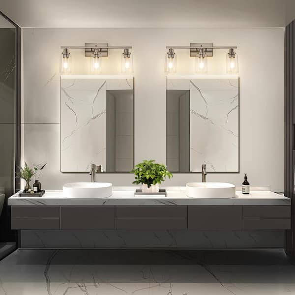 Lighting Ideas Double Bathroom Light Fixtures Lamp Shade EDISHINE