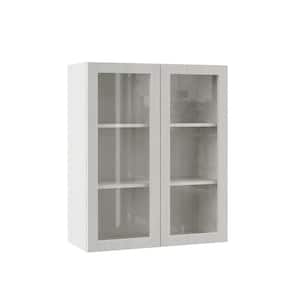 Designer Series Edgeley Assembled 30x36x12 in. Wall Kitchen Cabinet with Glass Doors in Glacier