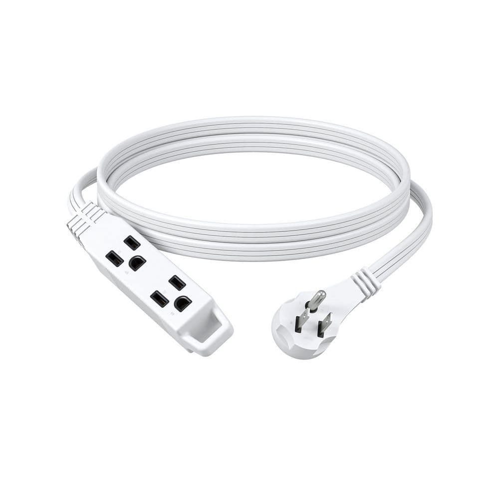 6 ft. 16/3 Indoor Extension Cord with 45° Flat Plug and 3 Outlets, White