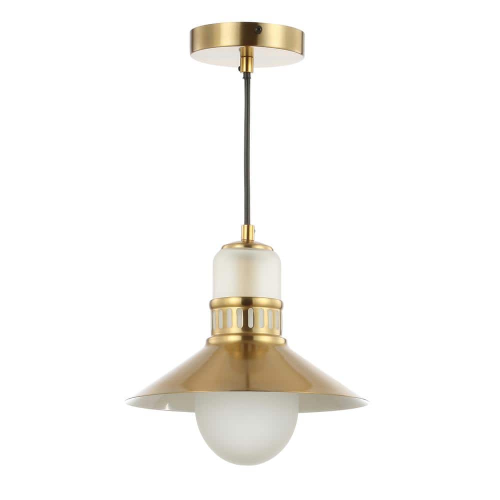 Colin 9.75" Brass Gold Adjustable LED Glass Globe Pendant