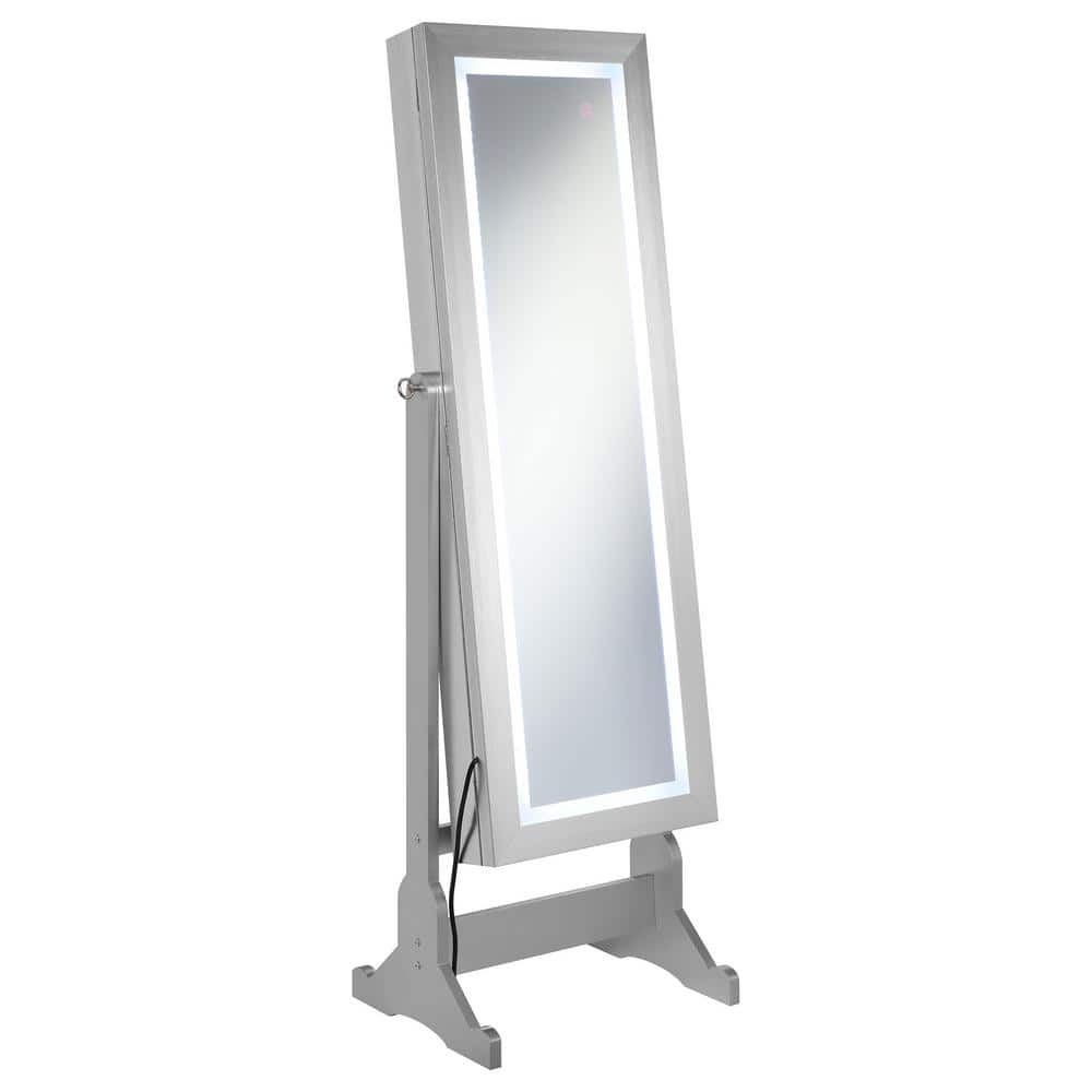 Contemporary Full-Length Freestanding Silver Wood Mirror