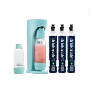Artic Blue Sparkling Water, Soda Maker Machine Ultimate Bundle with 3 60L CO2 Cartridge, 1L and 0.5L Re-Usable Bottles