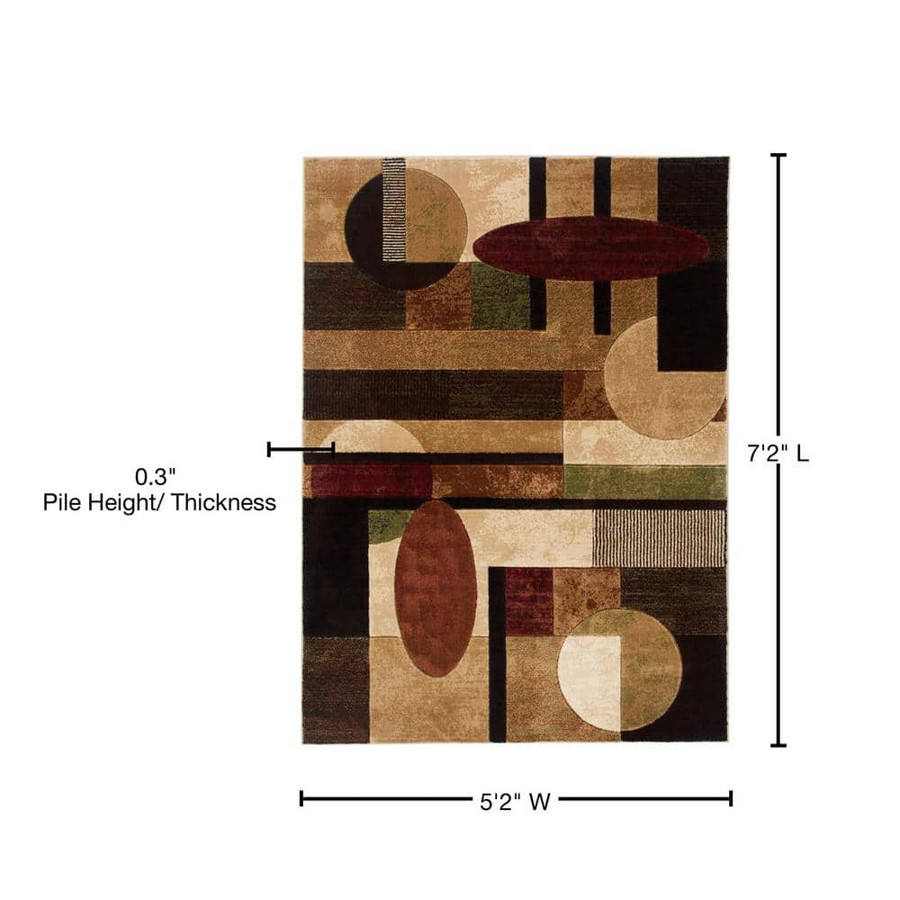 Chic Khaki Geometric Tufted Area Rug with Non-Slip Backing