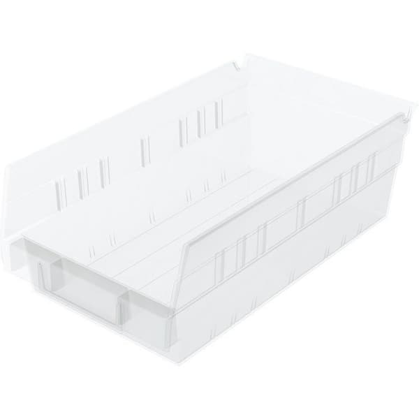 30130 Plastic Stackable Shelf Bins, 12 in. x 6-1/2 in. x 4 in. Clear, 12-Pack