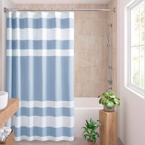 Spa Waffle Blue 72 in. x 84 in. Shower Curtain with 3M Treatment