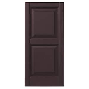 12 in. x 31 in. Raised Panel Polypropylene Shutters Pair in Winestone