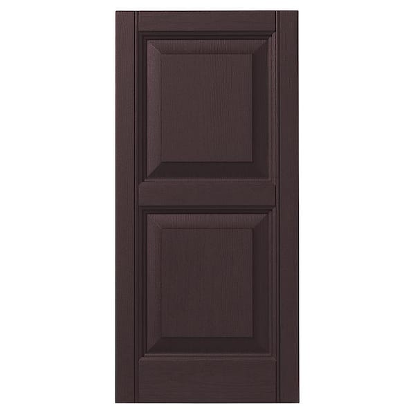 Ply Gem 15 in. x 35 in. Raised Panel Polypropylene Shutters Pair in Winestone