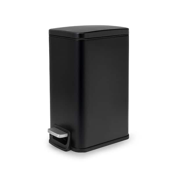 Moorefield Slim Rectangular 6 L/1.6 Gal. Pedal Trash Bin with Soft Close Lid in Matte Black