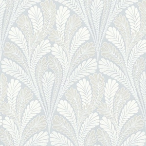 56 sq ft. Blue Shell Damask Pre-Pasted Wallpaper
