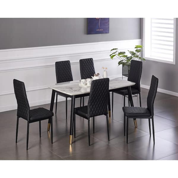 6 black leather dining chairs