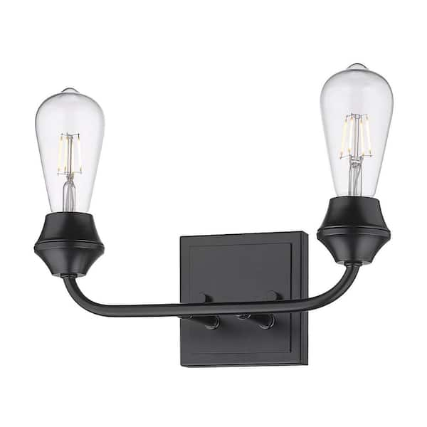 Golden Lighting Ormond 4.375 in. 2-Light Matte Black Vanity Light