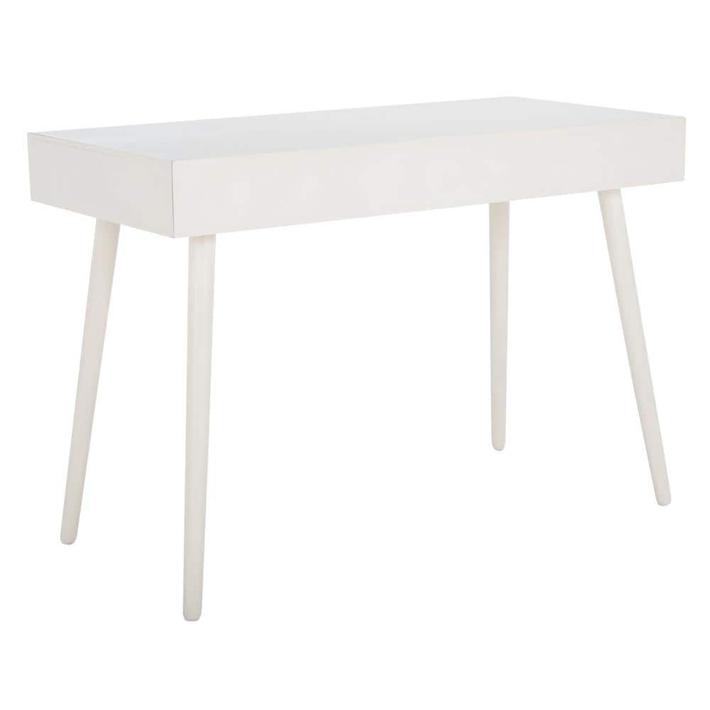 Distressed White Retro Wood Writing Desk with Drawers