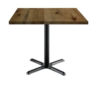 Urban Loft 36 in. Square Natural Solid Wood Dining Table with X-Shaped Black Steel Frame (Seats 4)