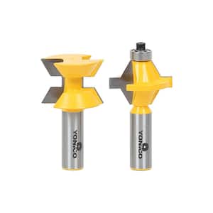Tongue and Groove Edge Banding up to 1 in. Stock 1/2 in. Shank Carbide Tipped Router Bit Set (2-Piece)