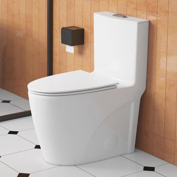 Reno 1-Piece 1.1/1.6 GPF Siphon Dual Flush Elongated ADA Chair Height Toilet in Crisp White, Seat Included