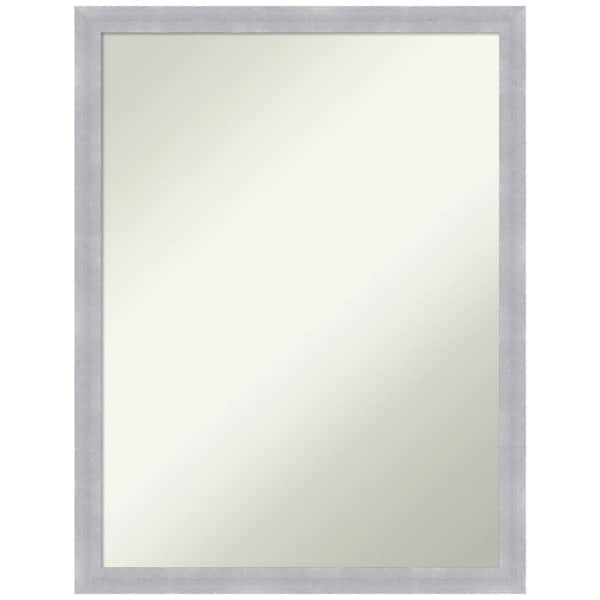 Amanti Art Grace Brushed Nickel 20 in. H x 26 in. W Framed Non-Beveled Bathroom Vanity Mirror in Silver