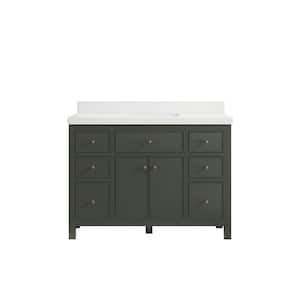 Sonoma 48 in. W x 22 in. D x 36 in. H Bath Vanity in Pewter Green with 2" White Quartz Top