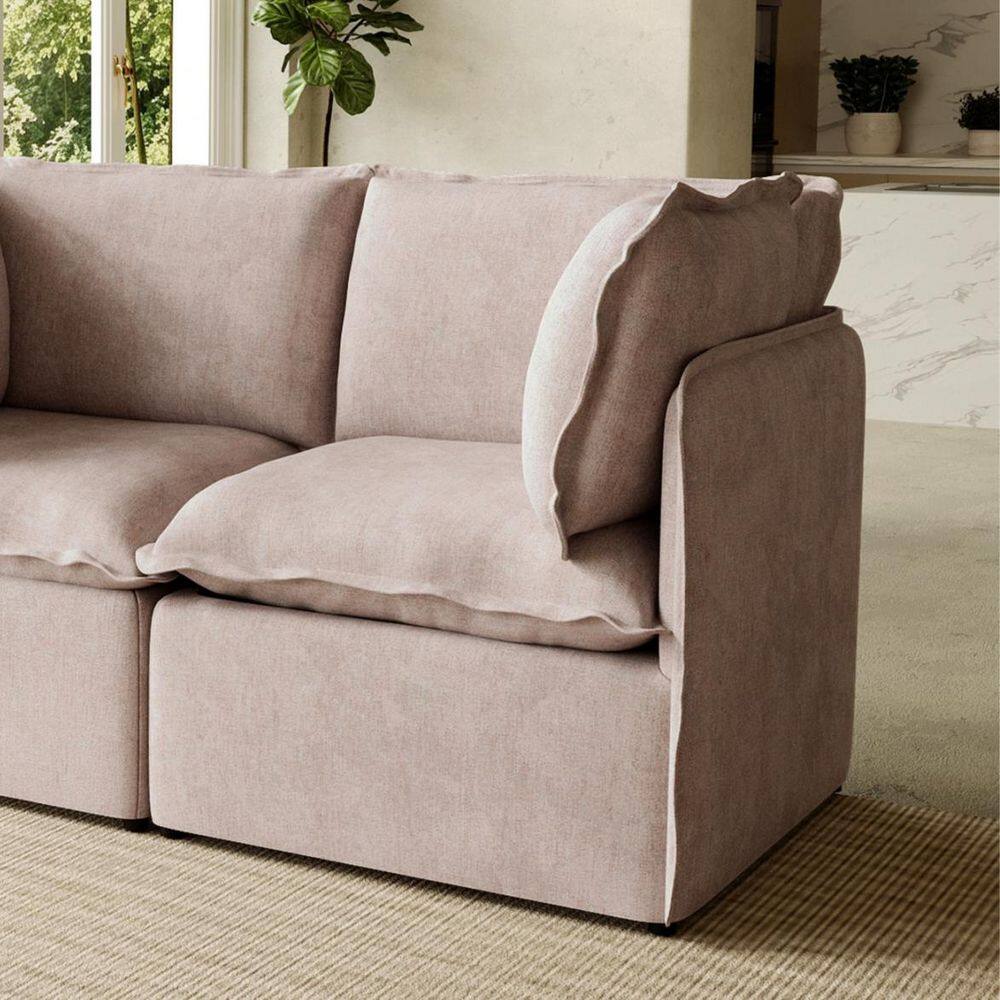 Flat-Pack Steel 96 in. 6-Piece Polyester Modular Sectional Sofa with Washable Covers and 3 Ottomans in Ecru price history on PriceWatchPro