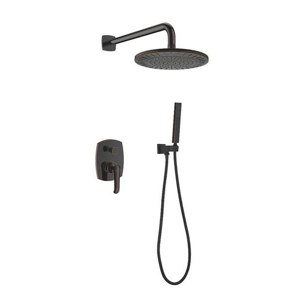 HOMLUX 2-Spray Patterns with 1.5 GPM 9 in. Wall Mount Dual Shower Head in Oil Rubbed Bronze (Valve Included)