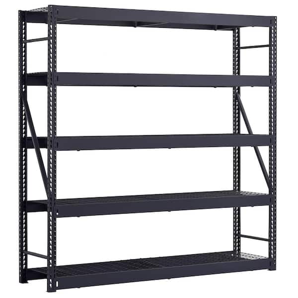 5-Shelf Metal Industrial Duty Freestanding Garage Storage Shelving Unit in Black (90 in. W x 90 in. H x 24 in. D)