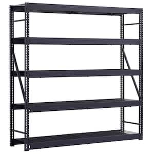 5-Shelf Metal Industrial Duty Freestanding Garage Storage Shelving Unit in Black (90 in. W x 90 in. H x 24 in. D)