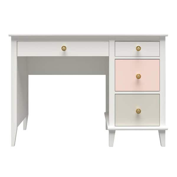 Little Seeds Monarch Hill Poppy White with Peach and Taupe Drawers Kids Desk