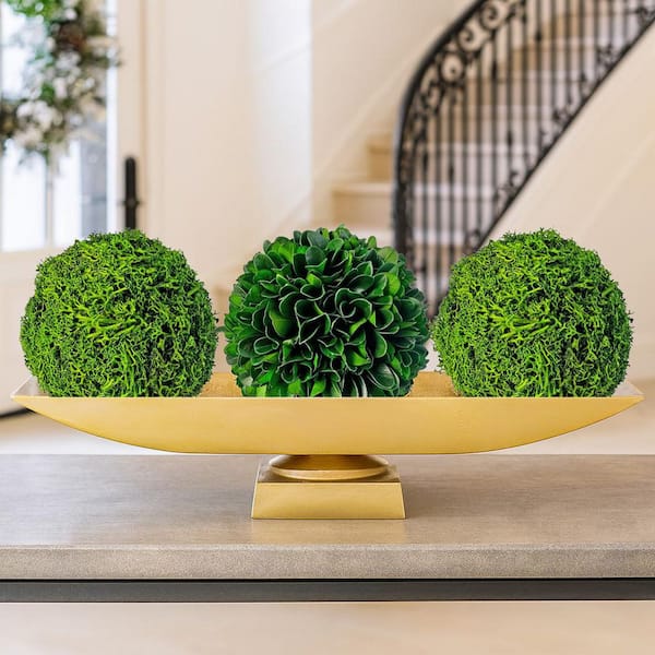 Non Artificial Preserved Boxwood Cockscomb Topiary Tree Balls (Set of 3)