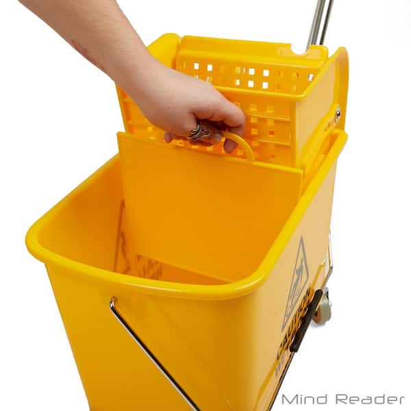 Muling Portable Collapsible Plastic Mop Bucket with Handle,10L Cleaning Bucket,Yellow