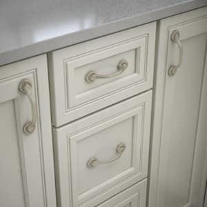Double Beaded 3 in. (76 mm) Classic Satin Nickel Cabinet Drawer Pull