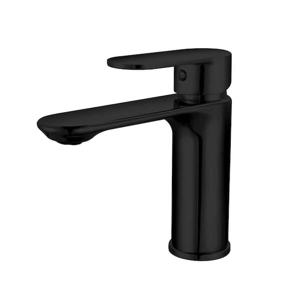 Mediterraneo Modern Single Hole Single Handle Bathroom Faucet in Black